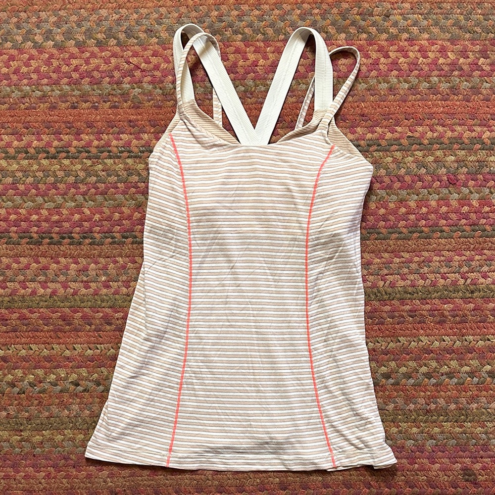 VTG LULULEMON TAN STRIPE WORKOUT TANK